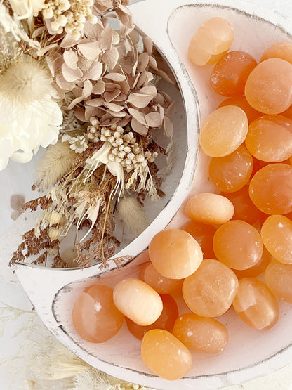 PEACH SELENITE TUMBLE, STONED AND SAGED AUSTRALIA