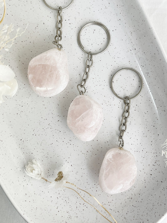 rose quartz seer stone ema egg keyring