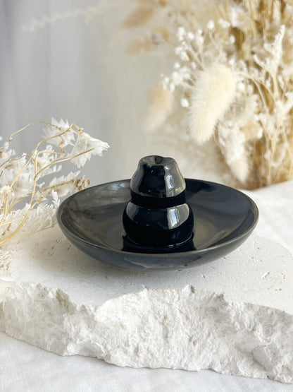 BLACK CERAMIC INCENSE BURNER || 31030