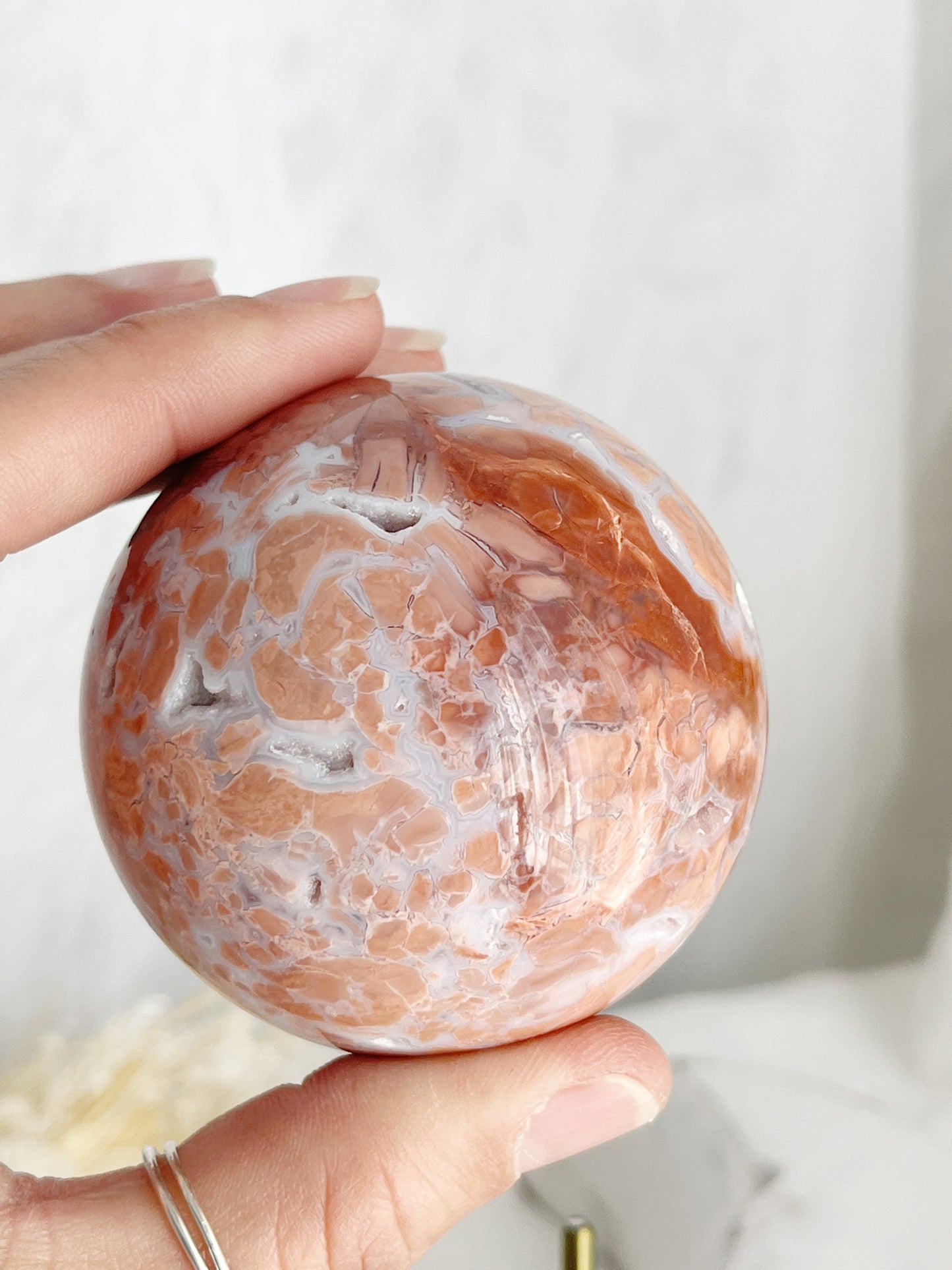 PINK PETAL AGATE SPHERE || 20653