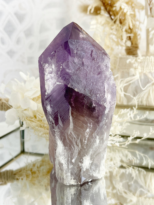 PHANTOM AMETHYST SEMI POLISHED POINT || 30038