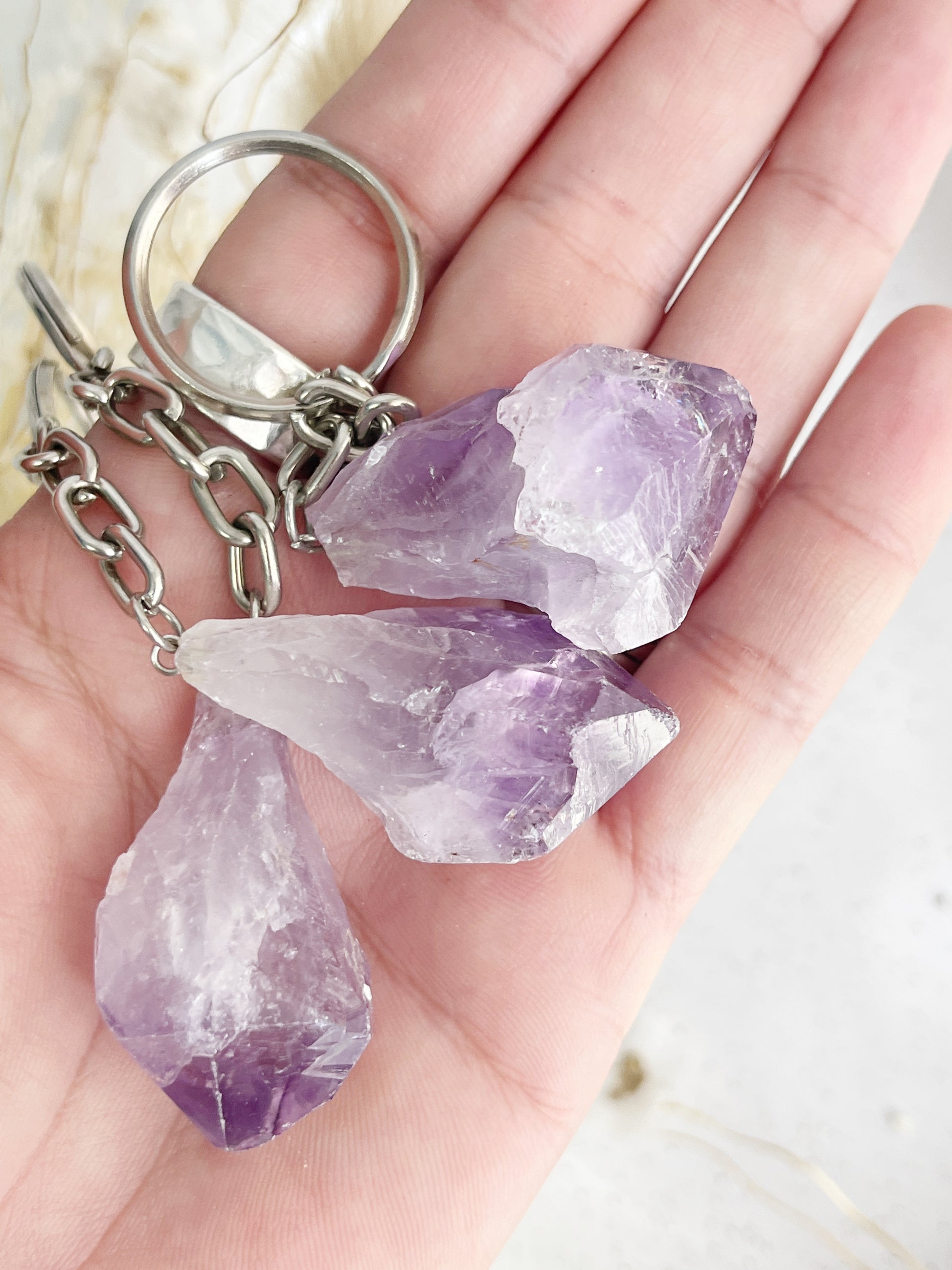 AMETHYST POINT KEYRING