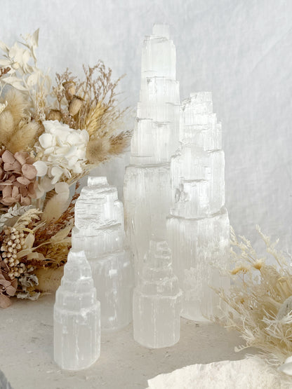 SATIN SPAR SELENITE  TOWER || INTUITIVELY CHOSEN