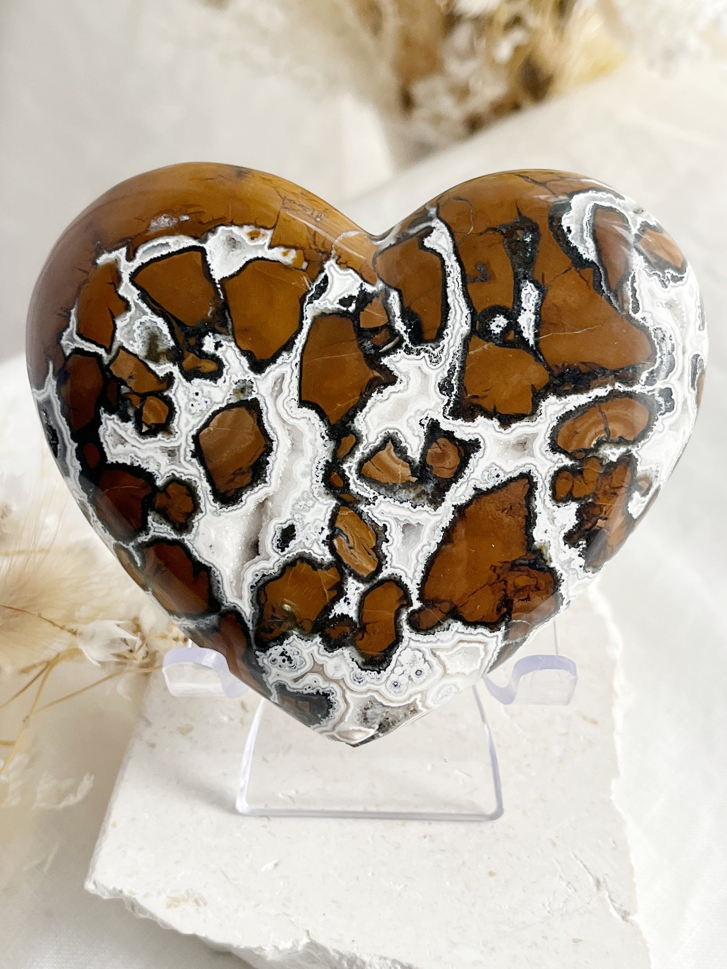 BROWN BRECCIATED JASPER HEART || 31541