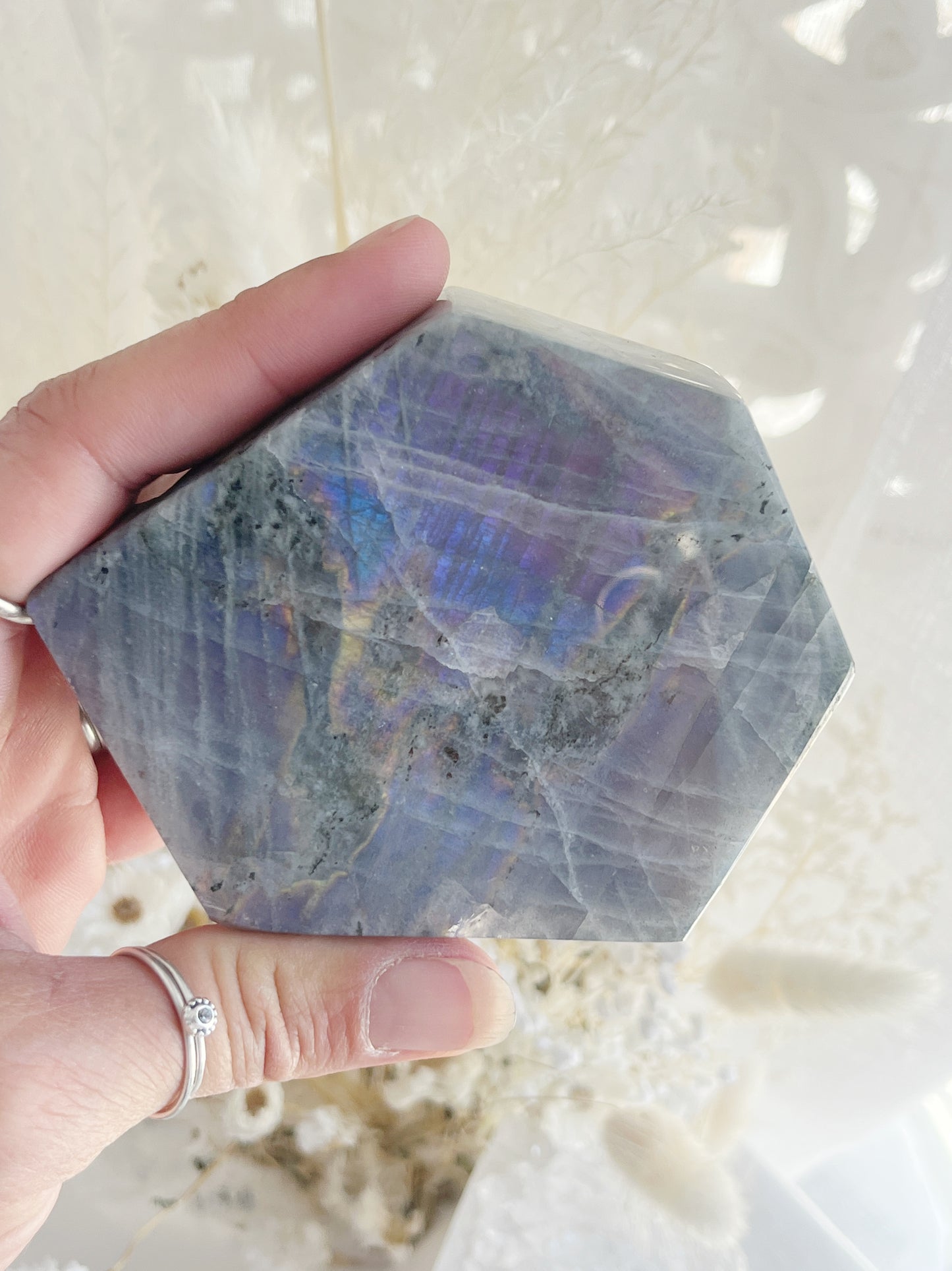 LABRADORITE POLISHED FREEFORM. STONED AND SAGED AUSTRALIA.