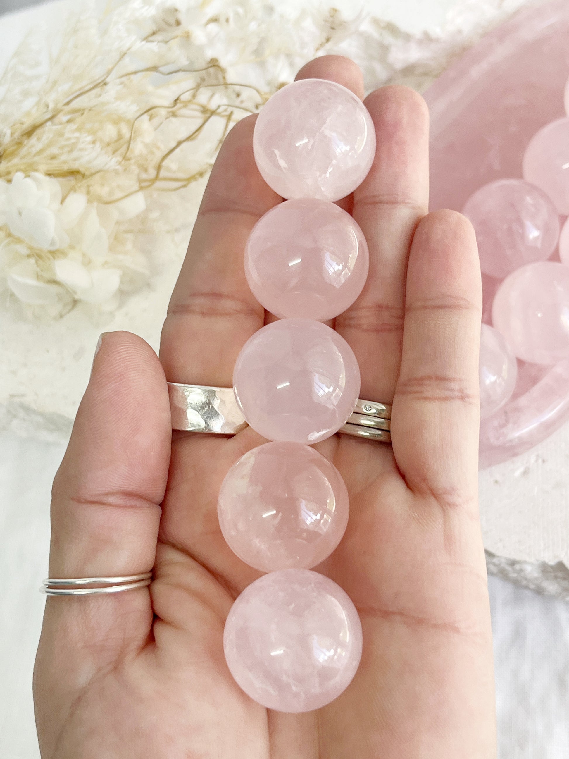 ROSE QUARTZ CRYSTAL SPHERE AUSTRALIA SELF LOVE LOVE COMPASSION STONED AND SAGED 