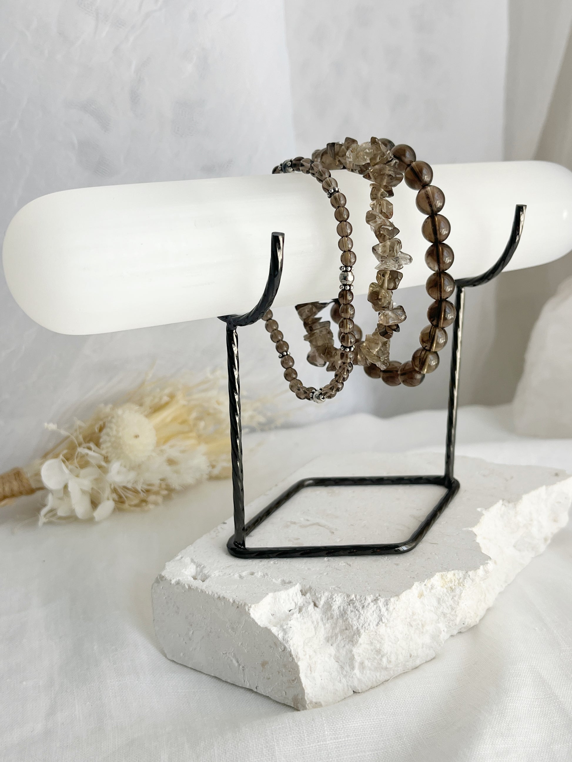 Selenite crystal jewellery display stand holder, Stoned and Saged Australia