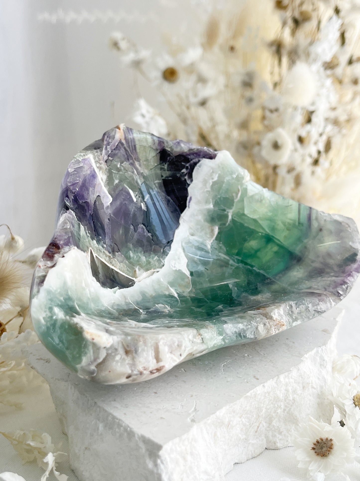 RAINBOW FLUORITE BOWL, 31093, STONED AND SAGED AUSTRALIA