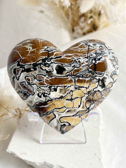 BROWN BRECCIATED JASPER HEART || 31543