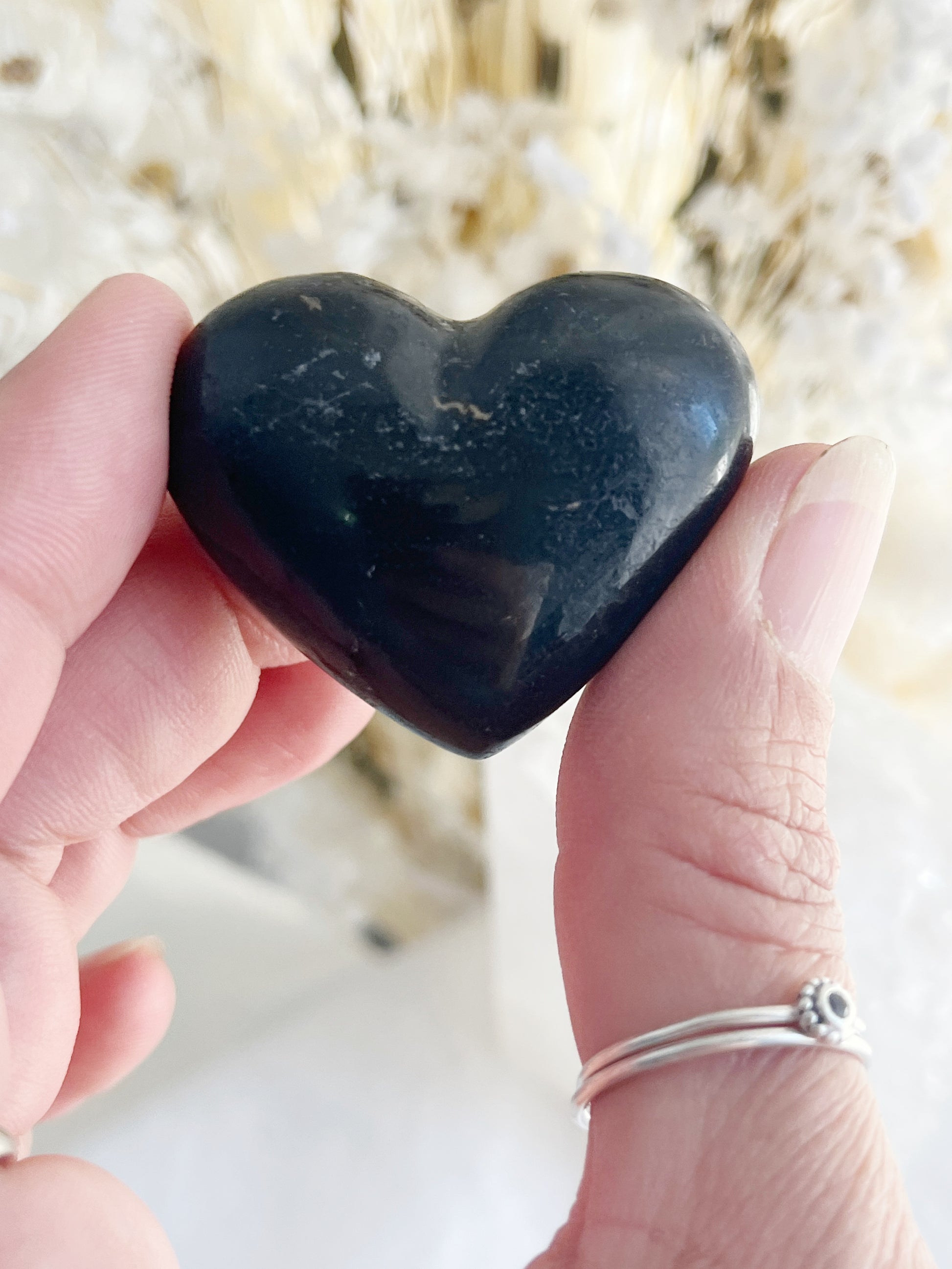 BLACK TOURMALINE, MINI HEART, 30952, STONED AND SAGED AUSTRALIA