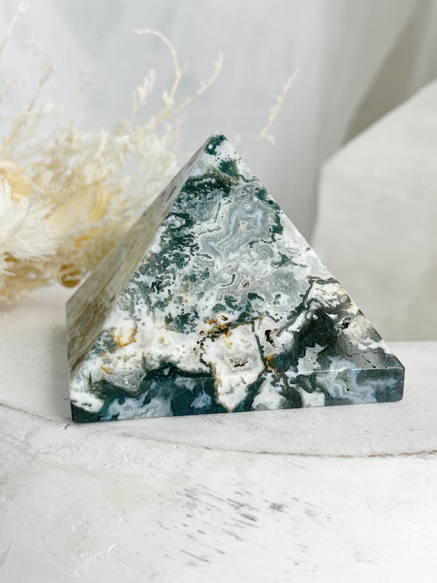 MOSS AGATE PYRAMID, STONED AND SAGED AUSTRALIA