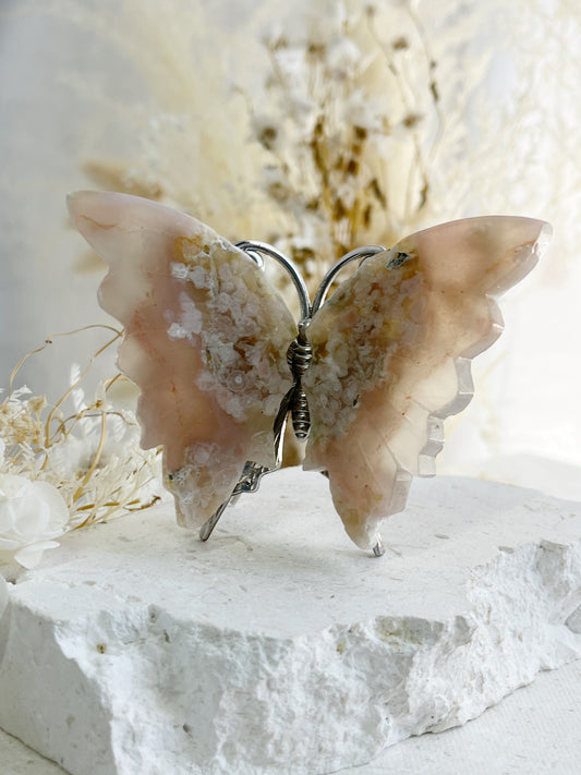FLOWER AGATE CRYSTAL BUTTERFLY AUSTRALIA SELF GROWTH TRANSFORMATION LOVE HEALING STONED AND SAGED
