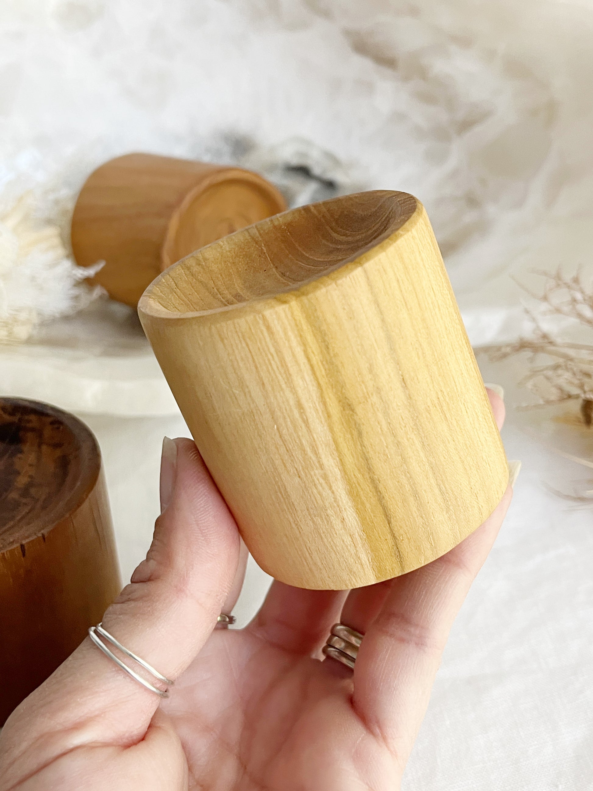 TEAK CYLINDER INCENSE HOLDER. STONED AND SAGED AUSTRALIA