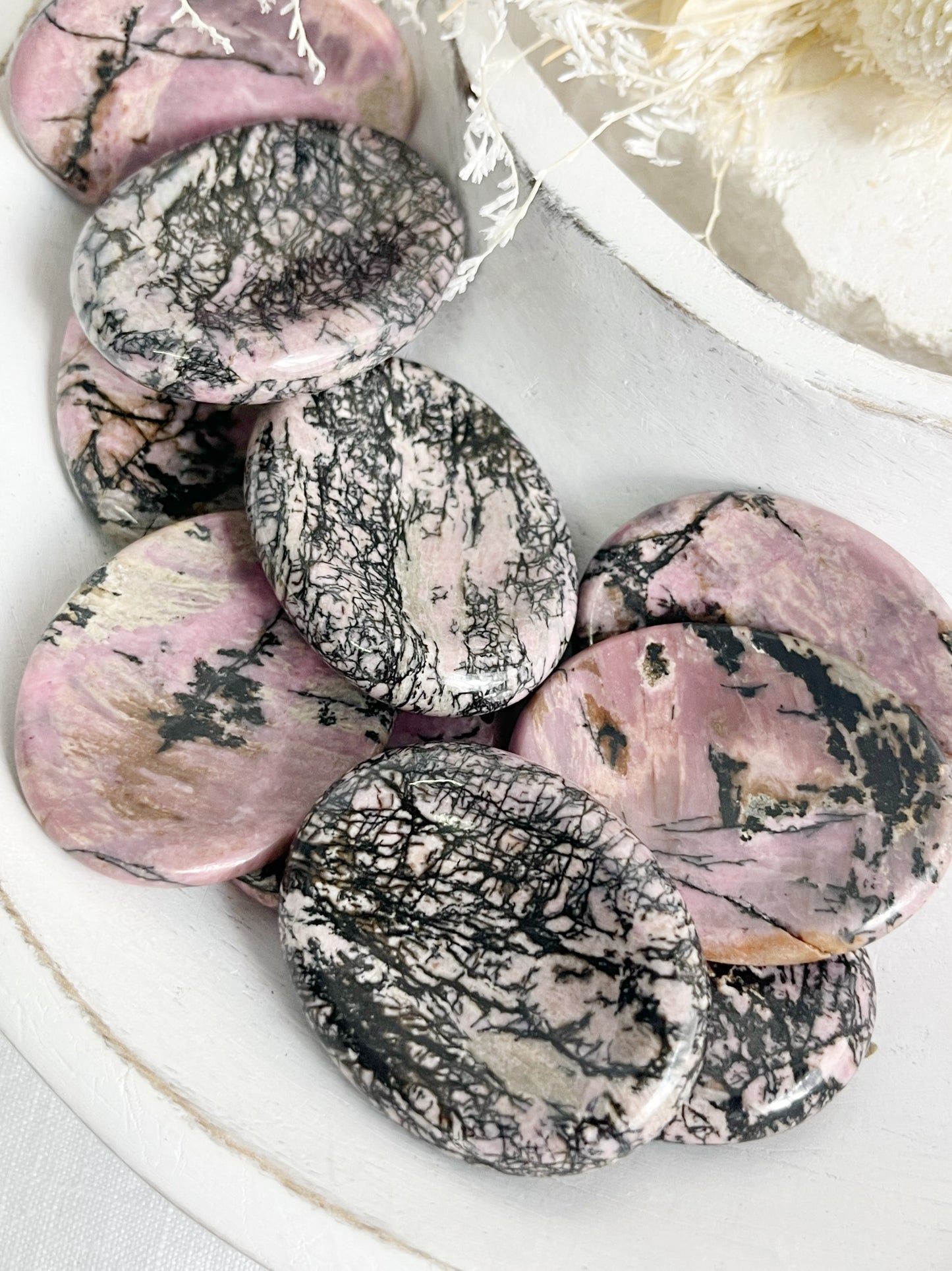 RHODONITE WORRY STONE, STONED AND SAGED AUSTRALIA