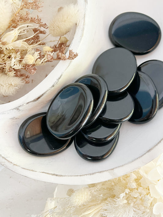 OBSIDIAN WORRY STONE, STONED AND SAGED AUSTRALIA