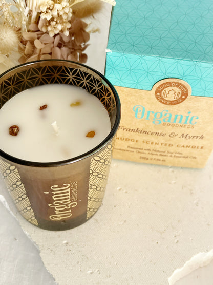 ORGANIC GOODNESS CANDLE, GLASS VOTIVE, STONED AND SAGED AUSTRALIA