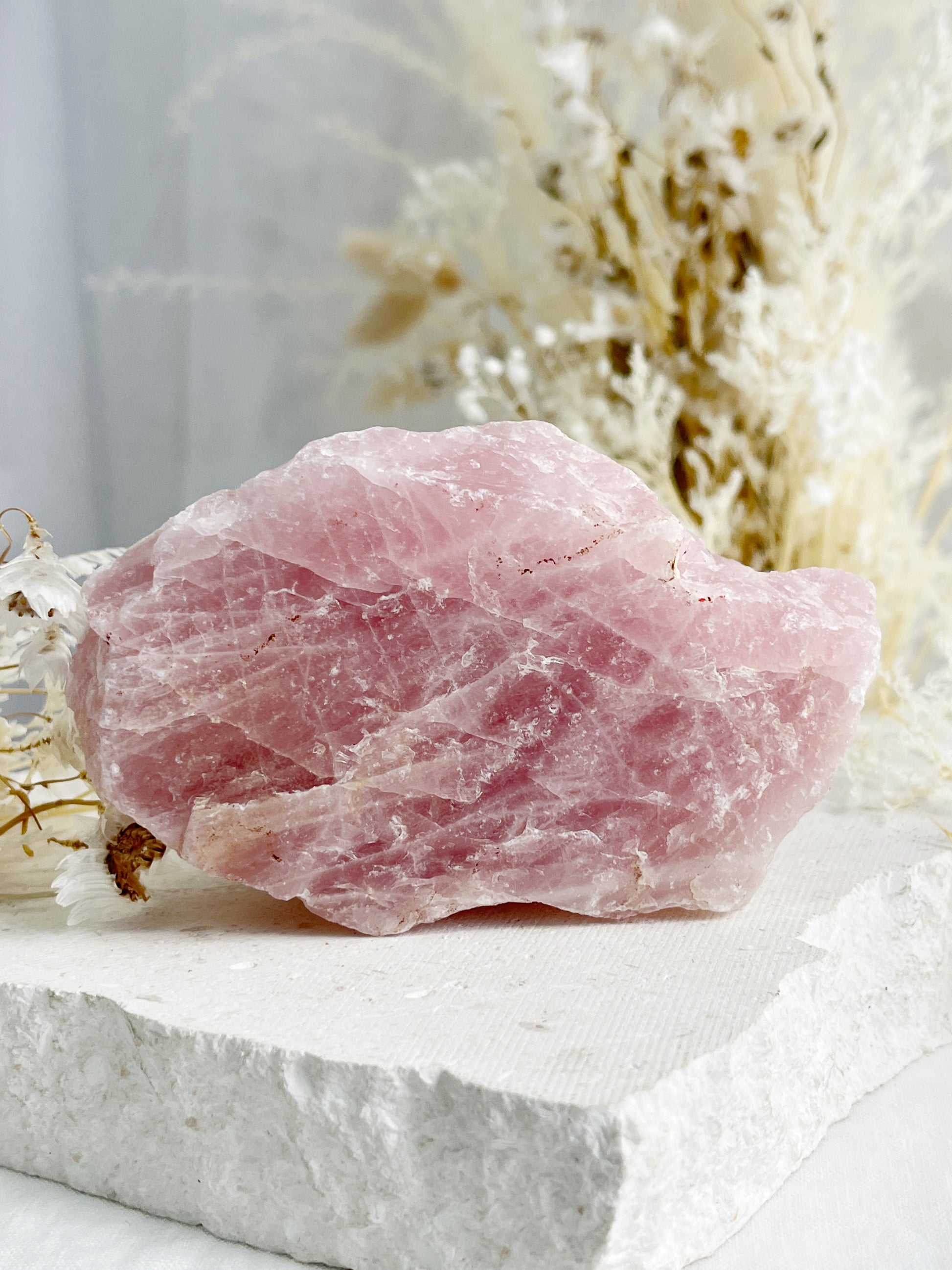 ROSE QUARTZ CRYSTAL ROUGH NATURAL RAW AUSTRALIA SELF LOVE LOVE COMPASSION STONED AND SAGED