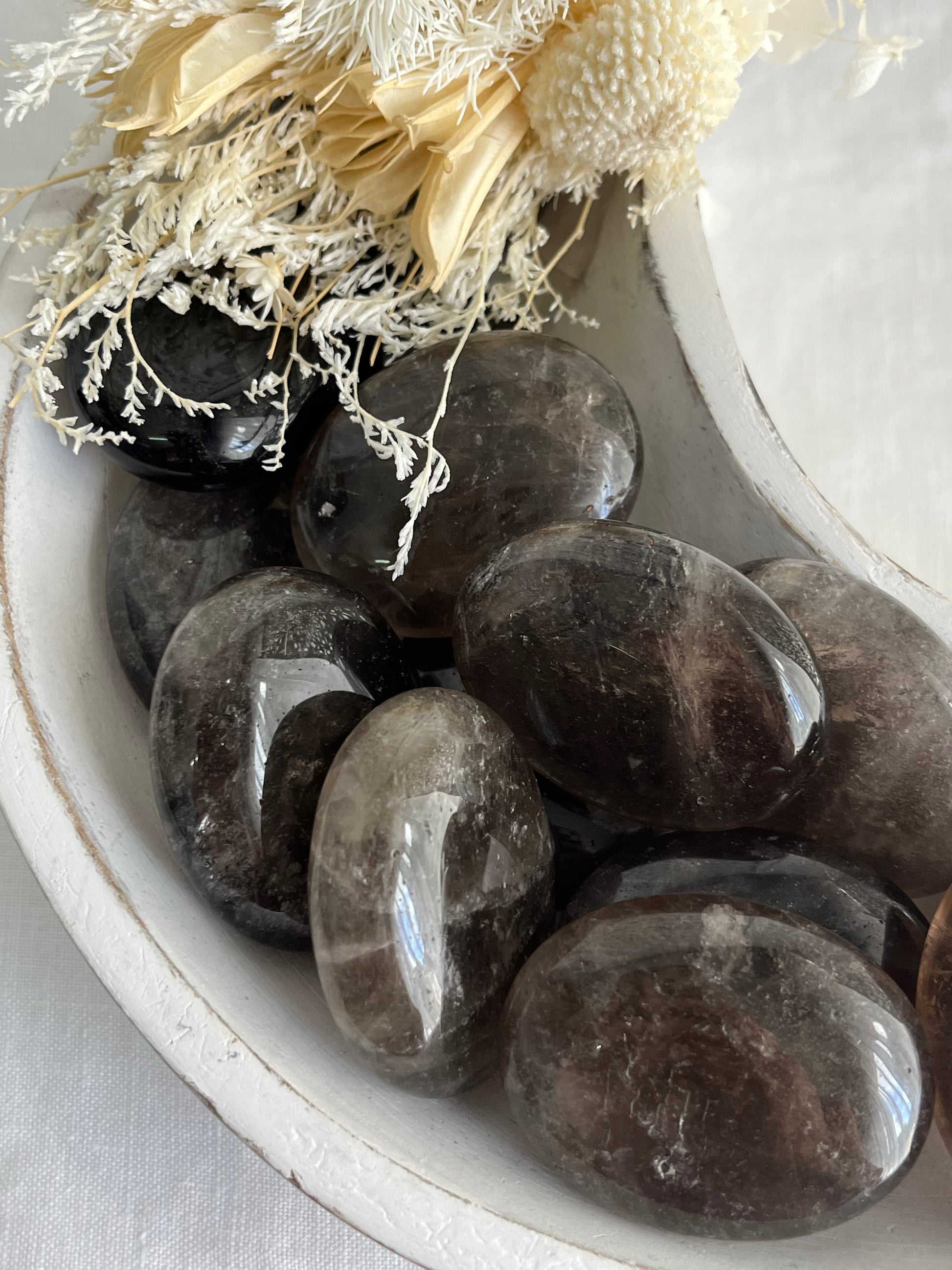 SMOKEY QUARTZ PALMSTONE, STONED AND SAGED AUSTRALIA