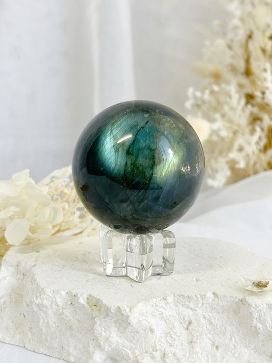 LABRADORITE SPHERE AUSTRALIA STONED AND SAGED