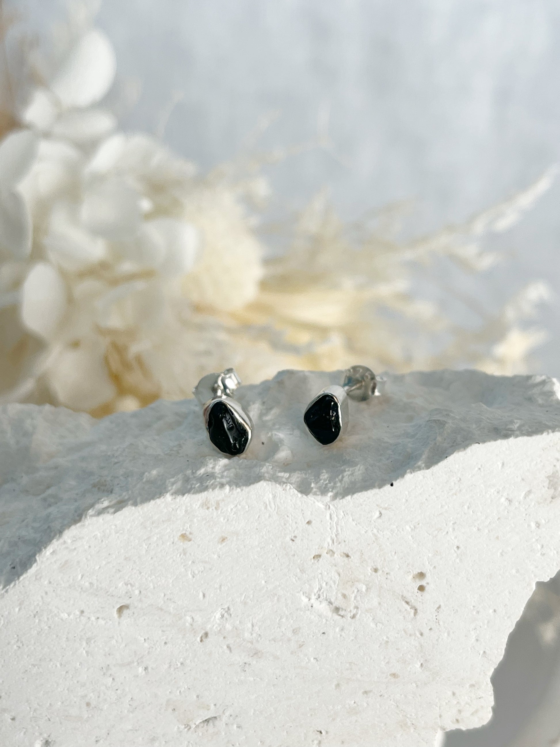 BLACK TOURMALINE STUDS