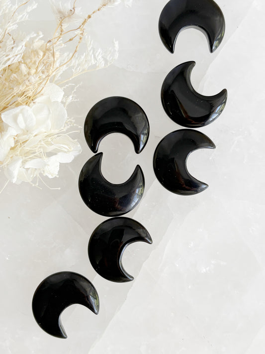 BLACK OBSIDIAN MOON STONED AND SAGED AUSTRALIA