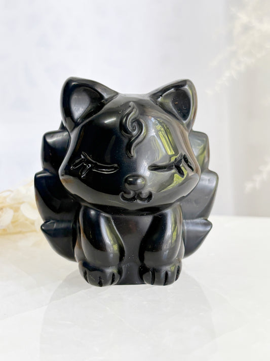 BLACK OBSIDIAN NINE TAIL FOX STONED AND SAGED AUSTRALIA