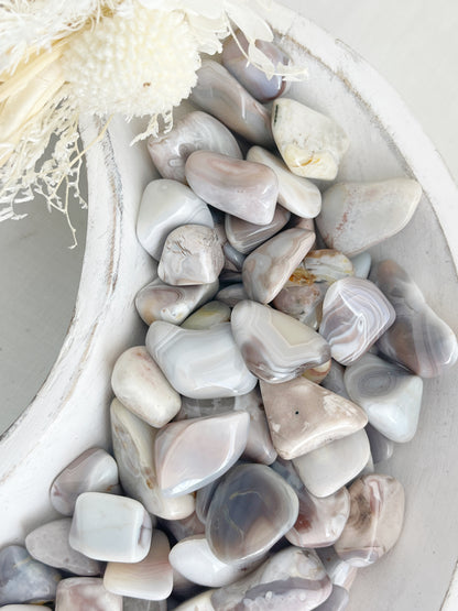 PINK BOTSWANA AGATE TUMBLE, STONED AND SAGED AUSTRALIA