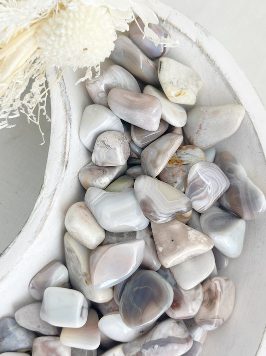 PINK BOTSWANA AGATE TUMBLE, STONED AND SAGED AUSTRALIA