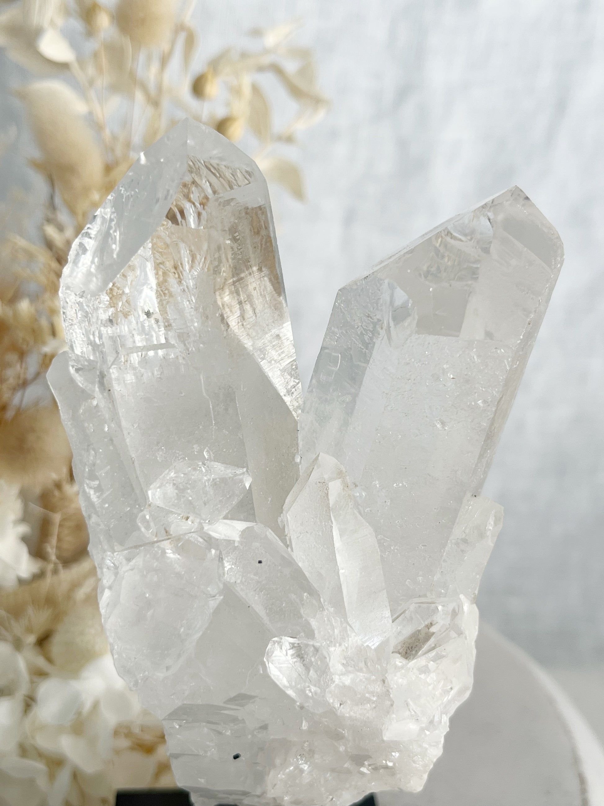 CLEAR QUARTZ CLUSTER ON STAND, STONED AND SAGED AUSTRALIA