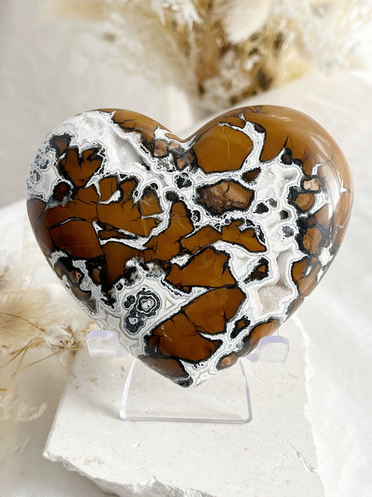 BROWN BRECCIATED JASPER HEART || 31541