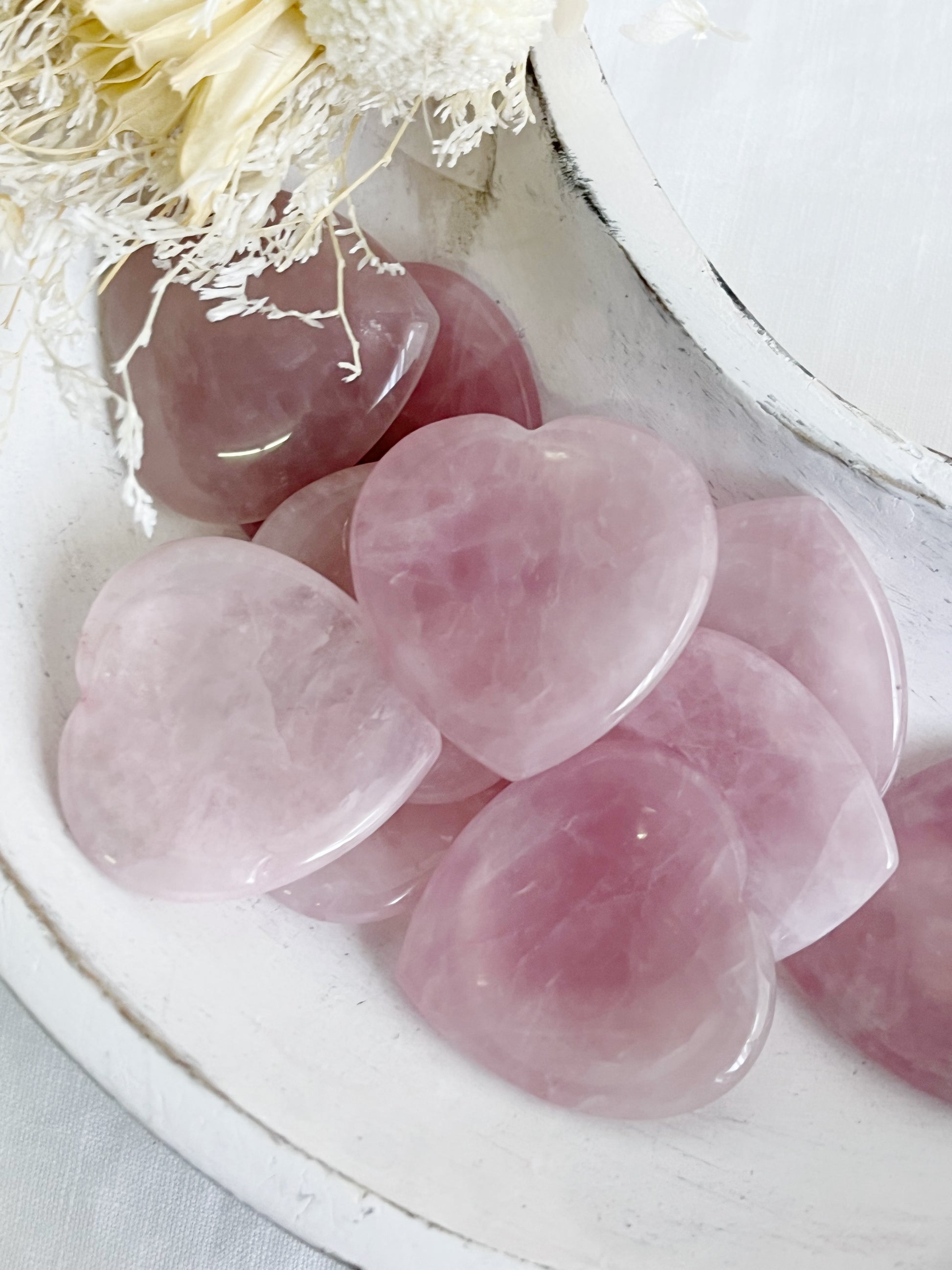 ROSE QUARTZ HEART WORRY STONE, STONED AND SAGED AUSTRALIA