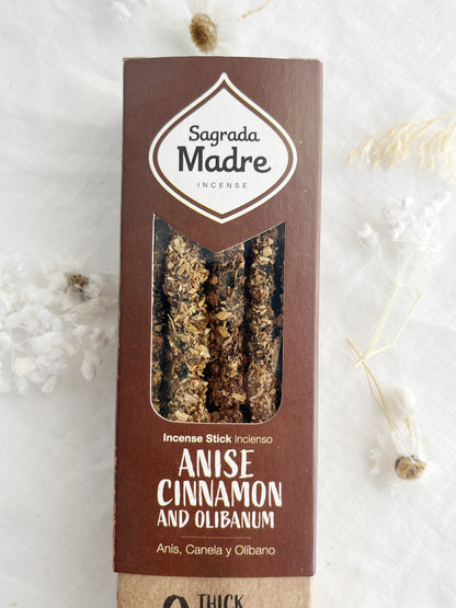 HERBAL INCENSE STICKS. ANISE, CINNAMON AND OLIBANUM. SAGRADA MADRE. STONED AND SAGED AUSTRALIA.