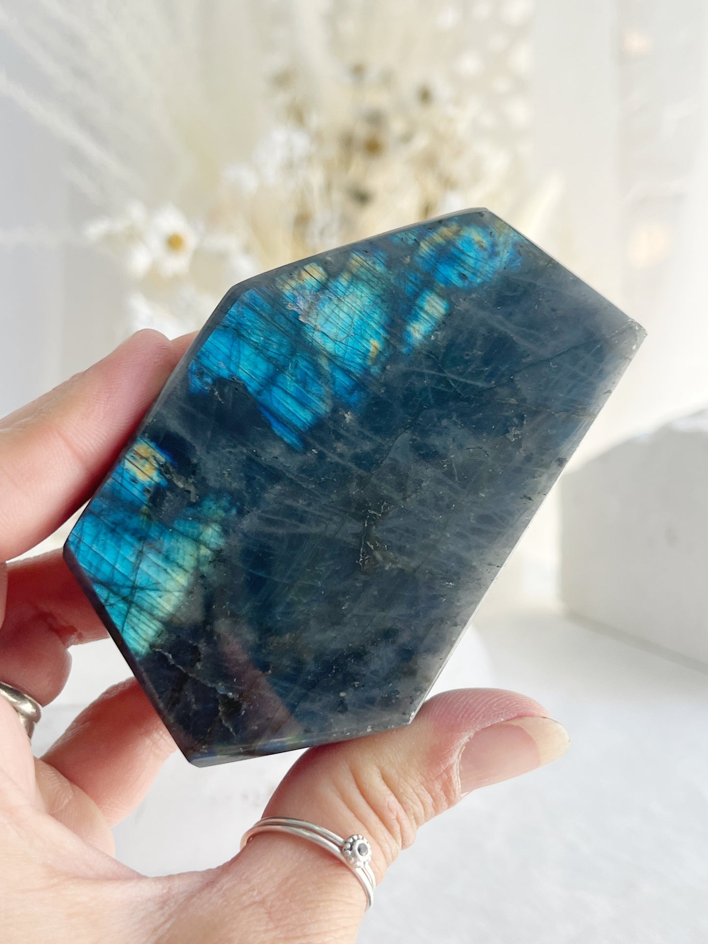 LABRADORITE POLISHED FREEFORM. STONED AND SAGED AUSTRALIA.