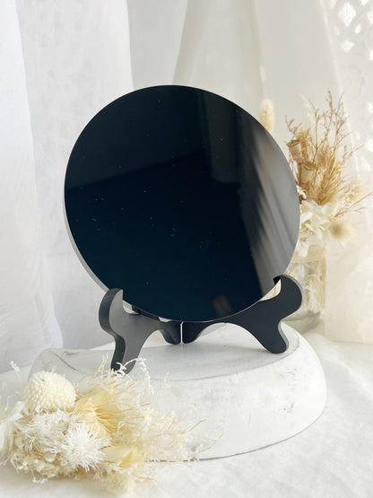 BLACK OBSIDIAN SCRYING MIRROR, AUSTRALIA STONED AND SAGED