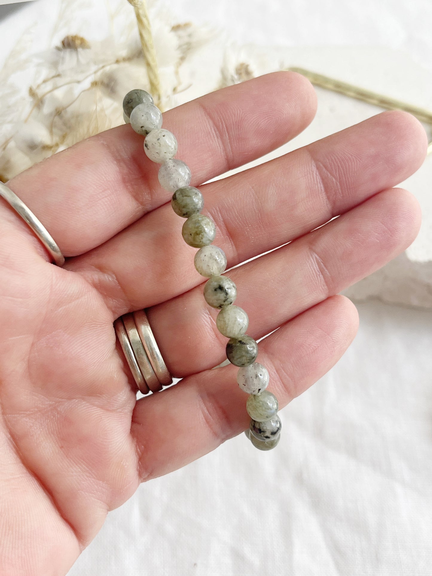 LABRADORITE BEAD BRACELET || 6MM