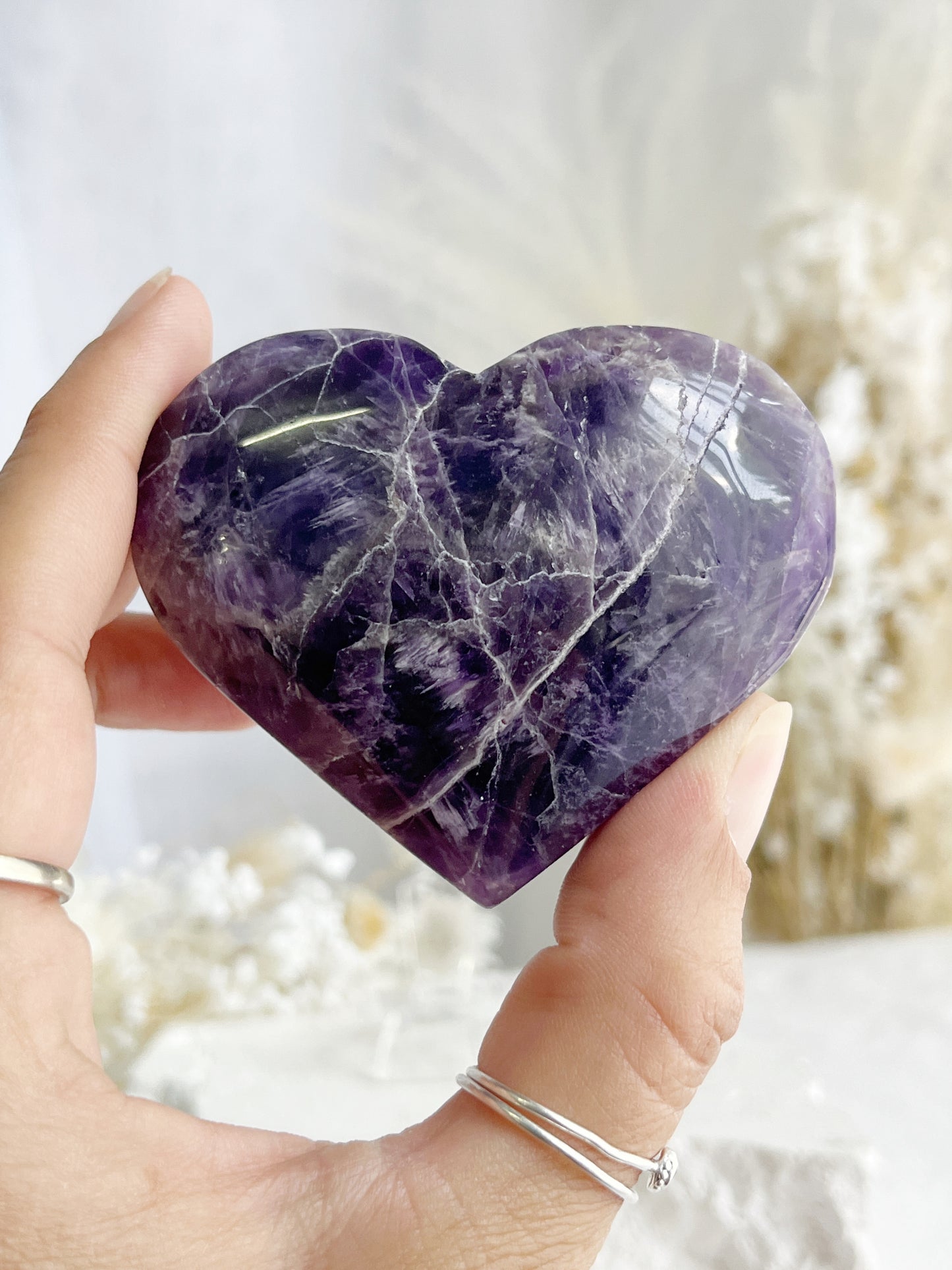 DREAM AMETHYST HEART APPROX 7CM. STONED AND SAGED AUSTRALIA.