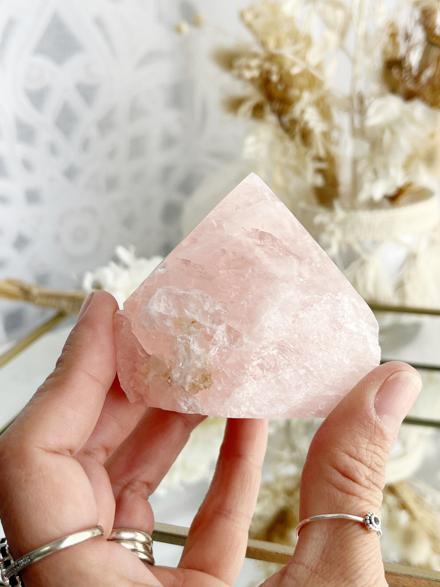 ROSE QUARTZ SEMI POLISHED POINT || 30037