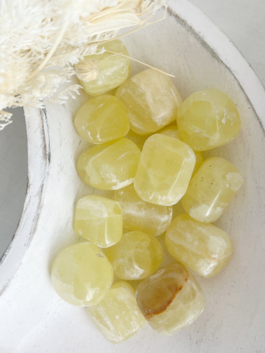 LEMON CALCITE TUMBLE, STONED AND SAGED AUSTRALIA