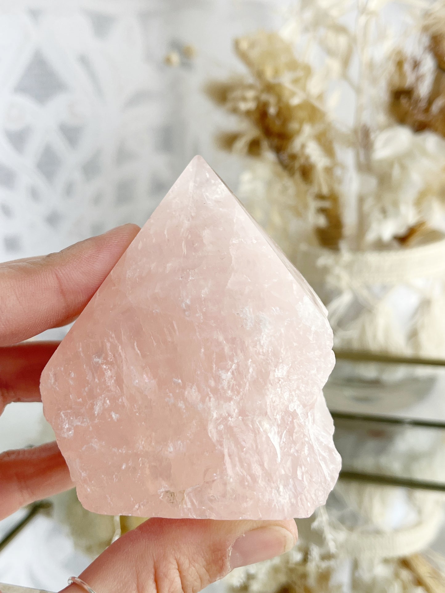 ROSE QUARTZ SEMI POLISHED POINT || 30036