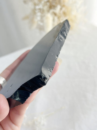 BLACK OBSIDIAN SLICE || POLISHED FACE