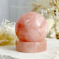 ROSE QUARTZ CRYSTAL SPHERE HOLDER STAND AUSTRALIA SELFLOVE LOVE COMPASSION STONED AND SAGED 