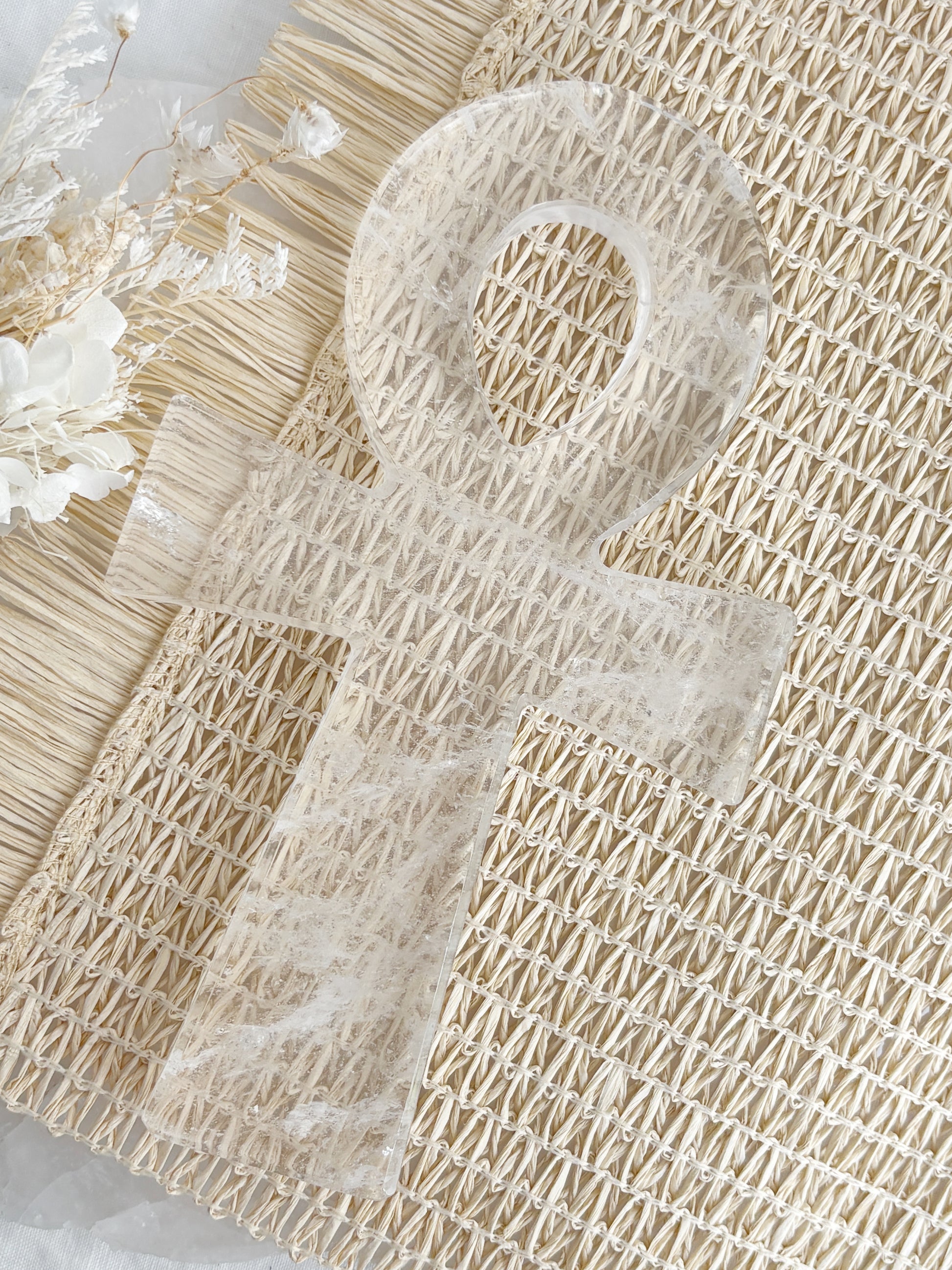 CLEAR QUARTZ ANKH CARVING STONED AND SAGED AUSTRALIA