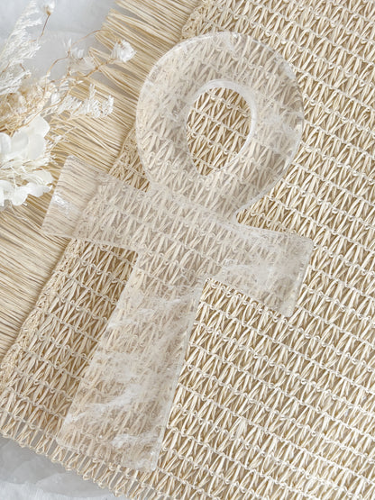 CLEAR QUARTZ ANKH CARVING STONED AND SAGED AUSTRALIA