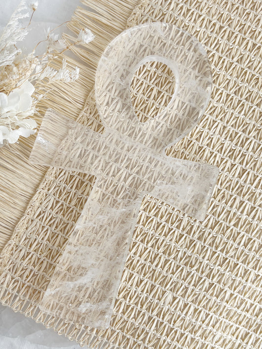 CLEAR QUARTZ ANKH CARVING STONED AND SAGED AUSTRALIA