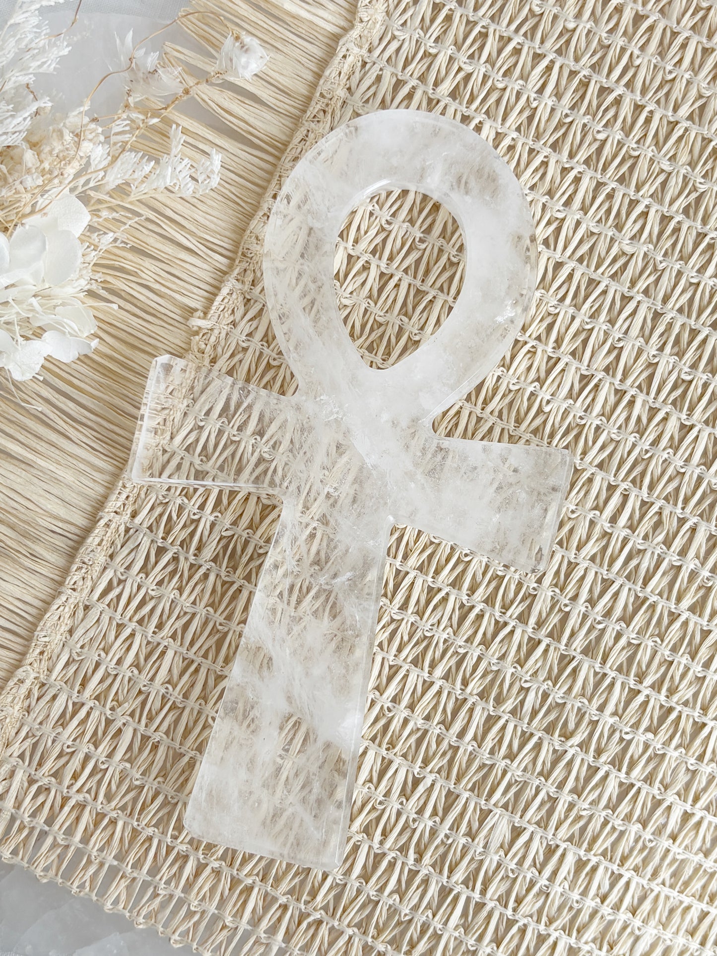 CLEAR QUARTZ ANKH CARVING STONED AND SAGED AUSTRALIA