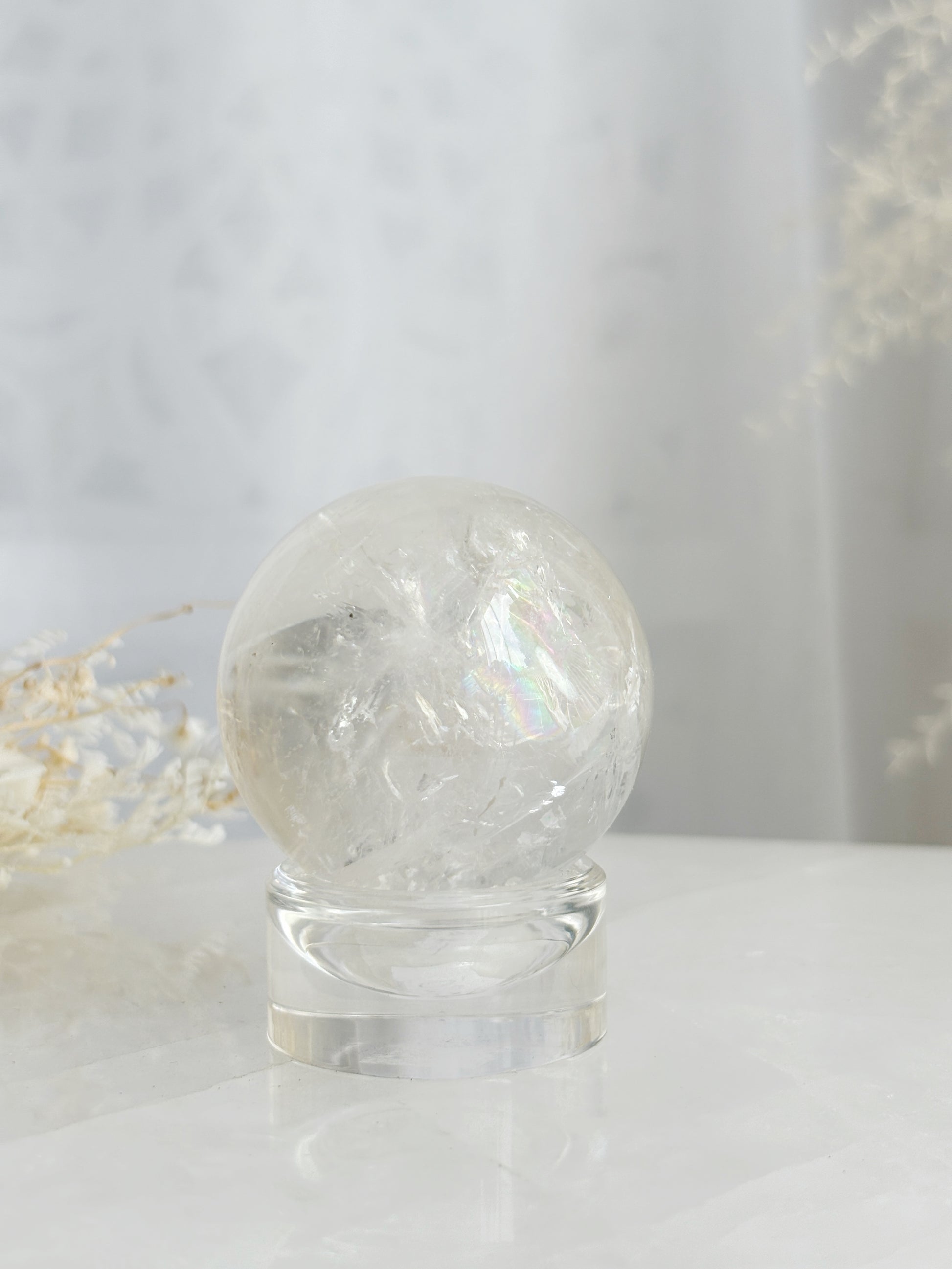 CLEAR QUARTZ SPHERE STONED AND SAGED AUSTRALIA
