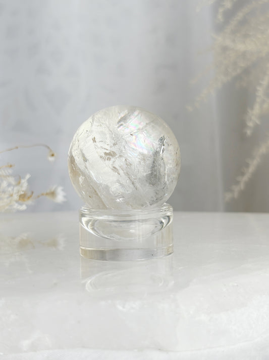 CLEAR QUARTZ SPHERE STONED AND SAGED AUSTRALIA