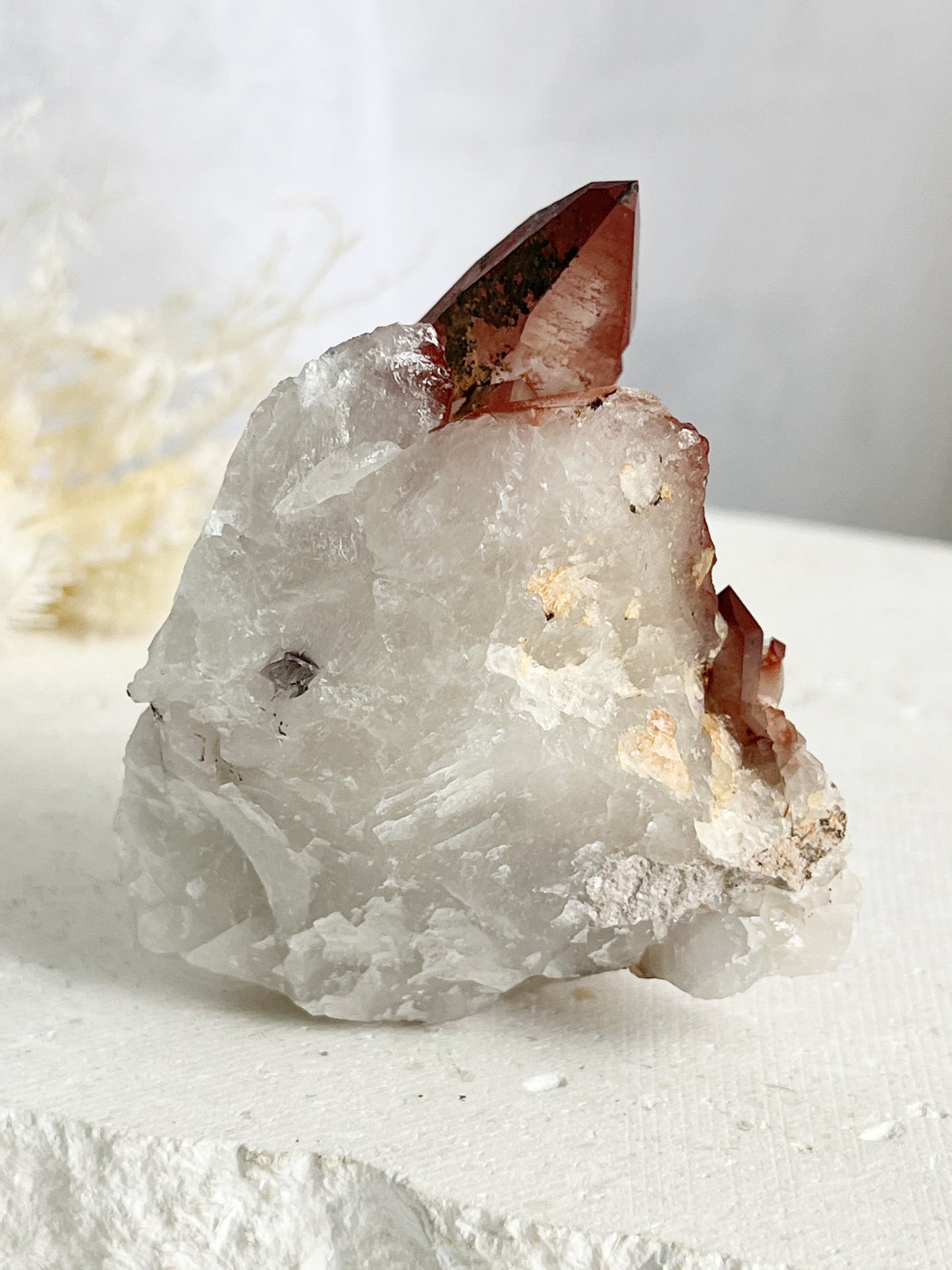 RED HEMATITE QUARTZ CLUSTER, STONED AND SAGED AUSTRALIA