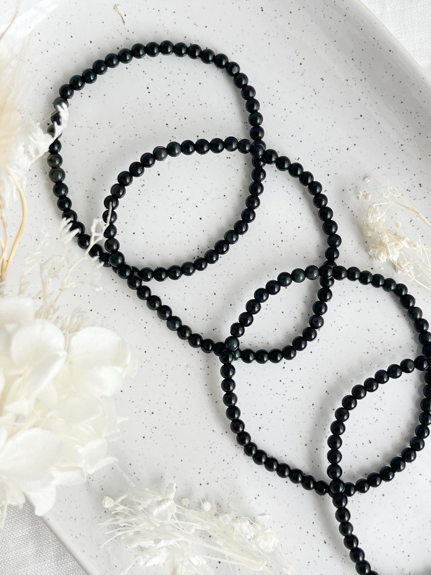 OBSIDIAN BEAD BRACELET || 3MM