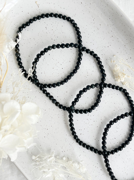 OBSIDIAN BEAD BRACELET || 3MM